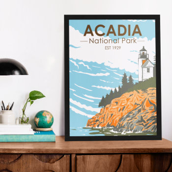 Acadia National Park Bar Harbor Lighthouse Maine Poster by Kris_and_Friends at Zazzle