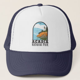 Acadia National Park Bar Harbor Lighthouse Maine Trucker Hat