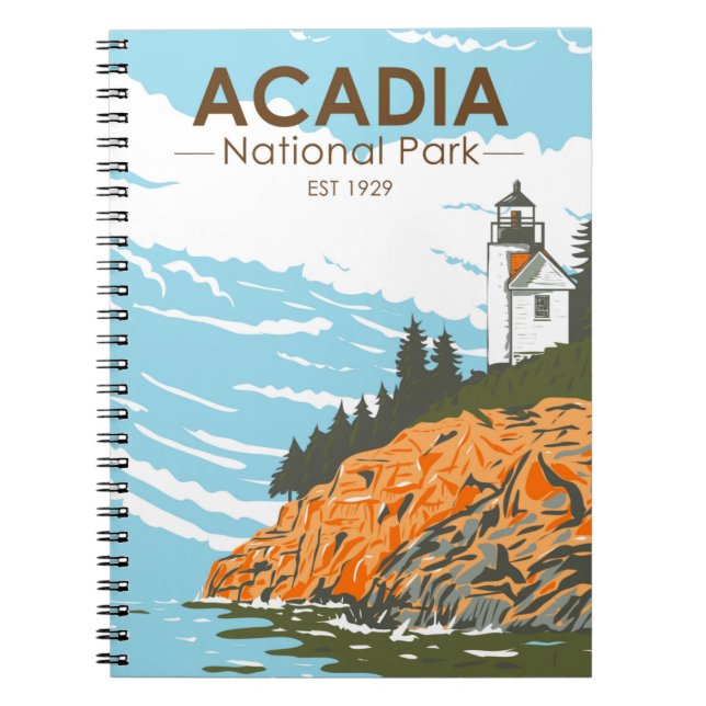 Acadia National Park Bar Harbor Lighthouse Notebook (Front)