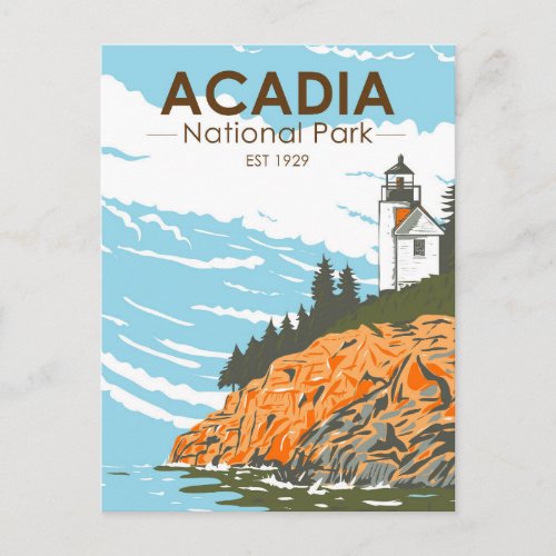 Acadia National Park Bar Harbor Lighthouse Postcard