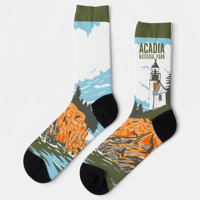 Acadia National Park Bar Harbor Lighthouse Socks (Left)