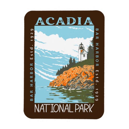 Acadia National Park Bar Harbor Lighthouse Vintage Magnet