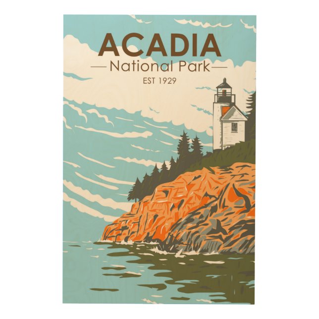Acadia National Park Bar Harbor Lighthouse Wood Wall Art (Front)