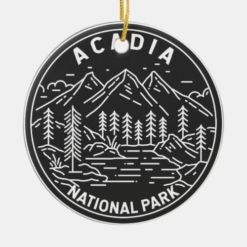 Acadia National Park Bar Harbor Monoline  Ceramic Ornament