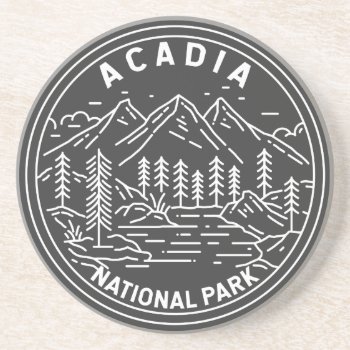 Acadia National Park Bar Harbor Monoline  Coaster by Kris_and_Friends at Zazzle