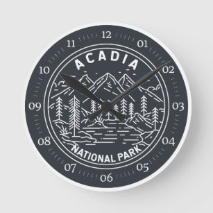 Acadia National Park Bar Harbor Monoline Round Clock