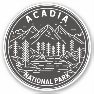 Acadia National Park Bar Harbor Monoline Sticker
