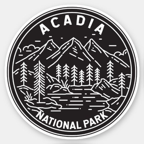 Acadia National Park Bar Harbor Monoline Sticker