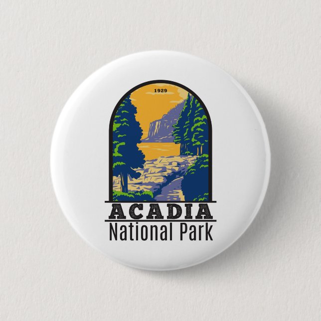 Acadia National Park Bar Harbor Ocean Path Button (Front)