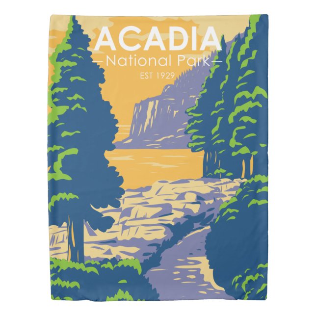Acadia National Park Bar Harbor Ocean Path Maine Duvet Cover (Front)