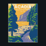 Acadia National Park Bar Harbor Ocean Path Maine Postcard<br><div class="desc">Acadia vector artwork design. Acadia National Park is primarily on Maine's Mount Desert Island. Its landscape is marked by woodland,  rocky beaches and glacier-scoured granite peaks such as Cadillac Mountain.</div>
