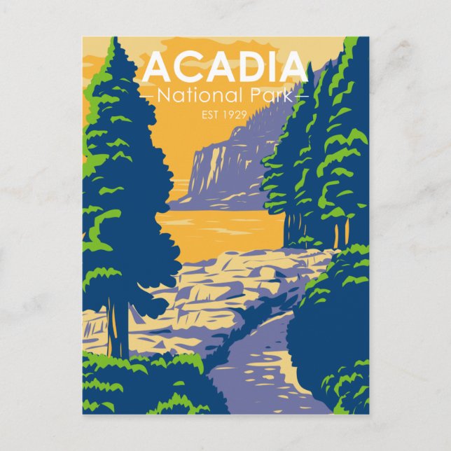 Acadia National Park Bar Harbor Ocean Path Maine Postcard (Front)