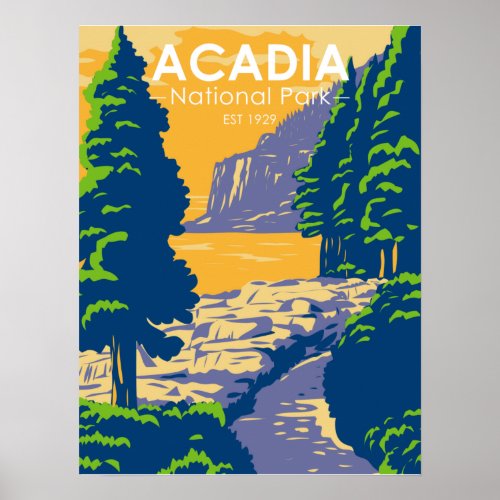 Acadia National Park Bar Harbor Ocean Path Poster