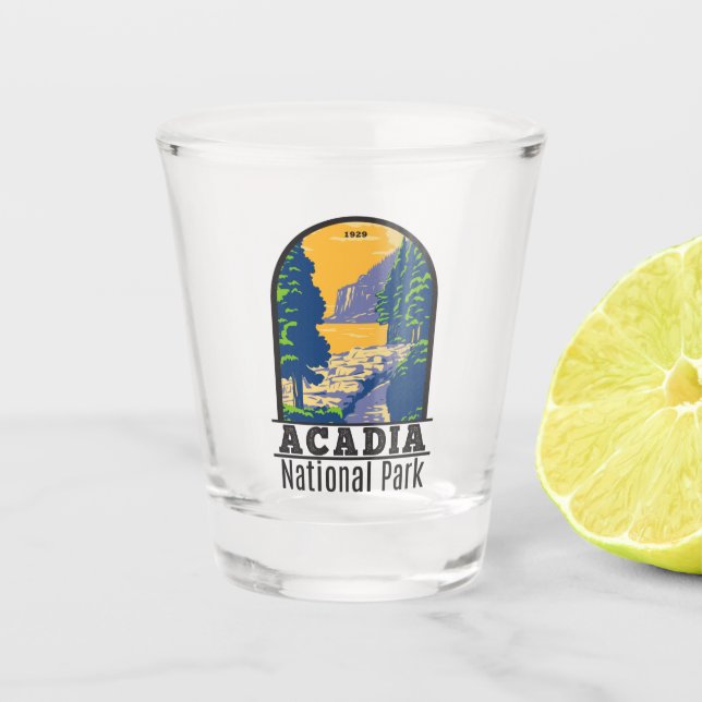 Acadia National Park Bar Harbor Ocean Path Shot Glass (Front)