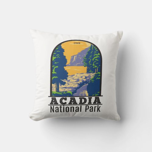 Acadia National Park Bar Harbor Ocean Path Throw Pillow