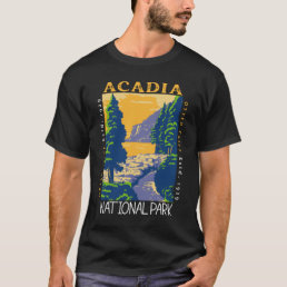 Acadia National Park Bar Harbor Otter Cliff Retro T-Shirt