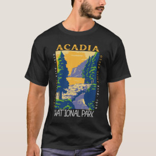 Acadia National Park Bar Harbor Otter Cliff Retro T-Shirt