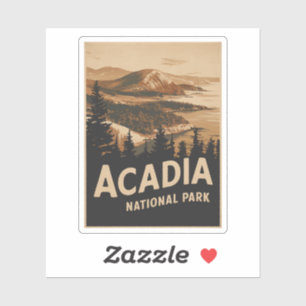 Acadia National Park Bar Harbor Vintage Art Sticker