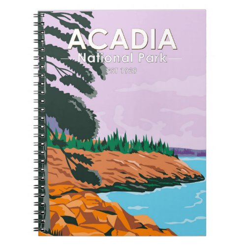 Acadia National Park Bar Harbor Vintage Notebook