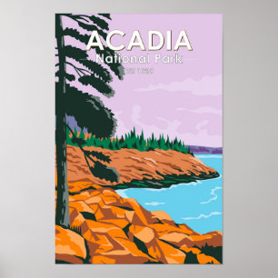 Acadia National Park Bar Harbor Vintage Poster