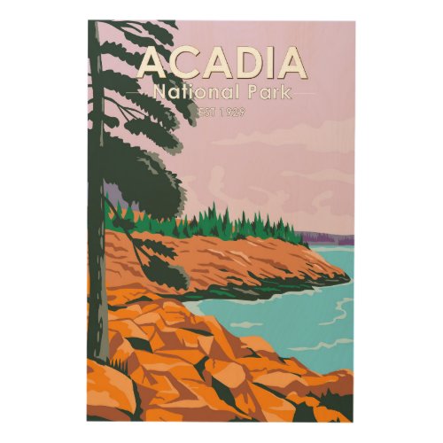 Acadia National Park Bar Harbor Vintage Wood Wall Art