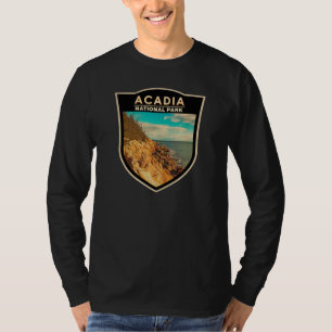 Acadia National Park Bar Harbor Watercolor Badge T-Shirt
