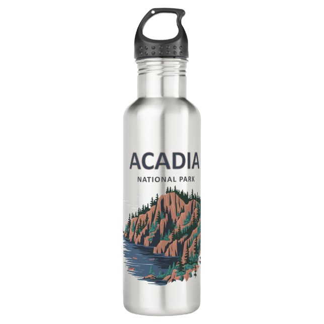 Acadia National Park Cadillac Mountain Stainless Steel Water Bottle (Front)