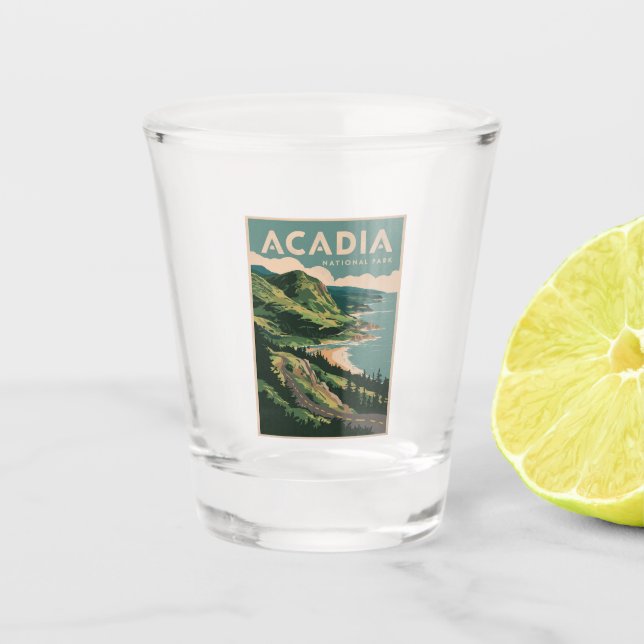 Acadia National Park Coastline Shot Glass (Front)