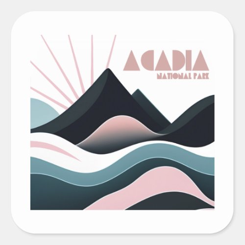 Acadia National Park Colored Hills Square Sticker