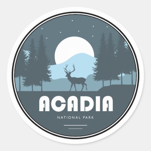 Acadia National Park Deer Classic Round Sticker