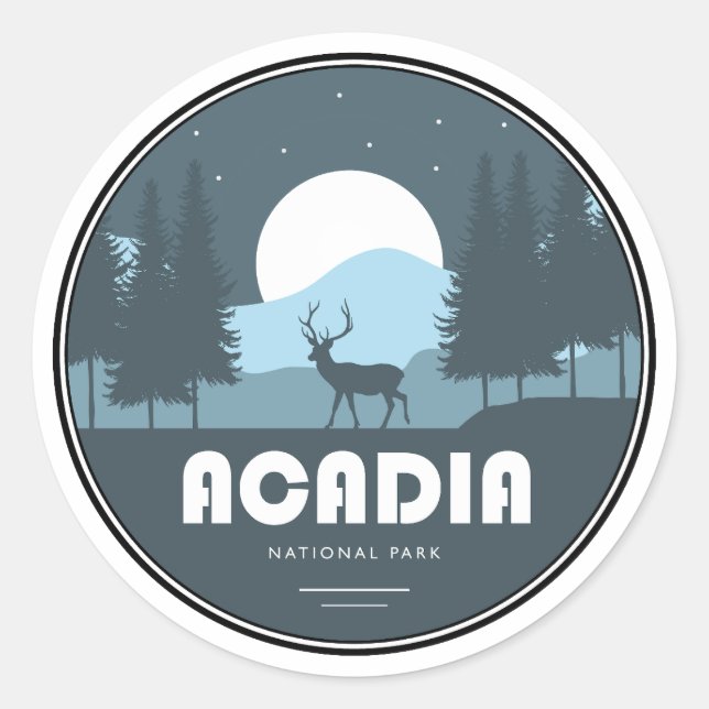 Acadia National Park Deer Classic Round Sticker (Front)