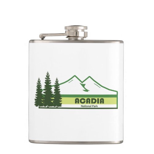 Acadia National Park Green Stripes Flask