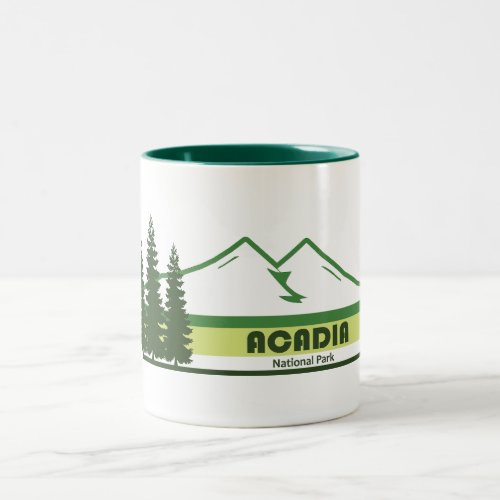 Acadia National Park Green Stripes Two_Tone Coffee Mug