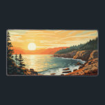 Acadia National Park Illustration Retro Art Desk Mat<br><div class="desc">Acadia vector artwork design. Acadia National Park is primarily on Maine's Mount Desert Island. Its landscape is marked by woodland,  rocky beaches and glacier-scoured granite peaks such as Cadillac Mountain.</div>