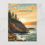 Acadia National Park Illustration Retro Postcard