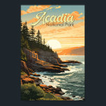 Acadia National Park Illustration Retro Poster<br><div class="desc">Acadia vector artwork design. Acadia National Park is primarily on Maine's Mount Desert Island. Its landscape is marked by woodland,  rocky beaches and glacier-scoured granite peaks such as Cadillac Mountain.</div>