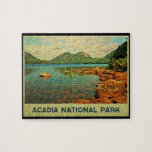 Acadia National Park Jigsaw Puzzle<br><div class="desc">A serene landscape of a lake in Acadia National Park in Maine with a vintage retro feel.</div>