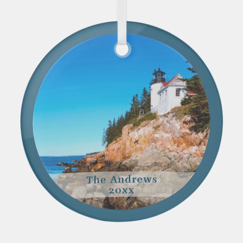 Acadia National Park Lighthouse Glass Ornament