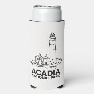 Acadia National Park Lighthouse Line Art Seltzer Can Cooler