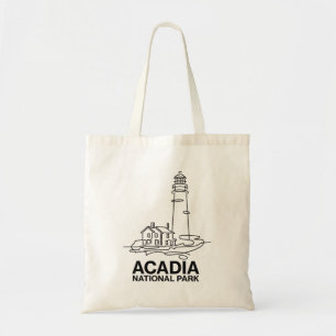 Acadia National Park Lighthouse Line Art Tote Bag