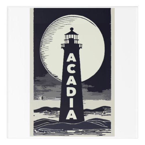 Acadia National Park Lighthouse Moon Acrylic Print