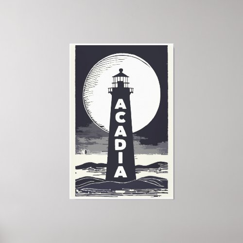 Acadia National Park Lighthouse Moon Canvas Print