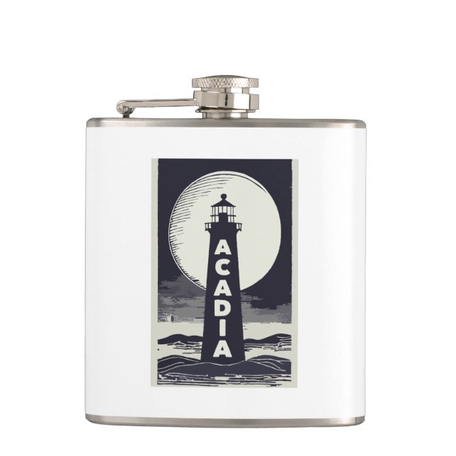 Acadia National Park Lighthouse Moon Flask (Front)