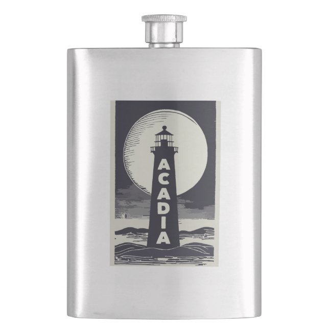 Acadia National Park Lighthouse Moon Flask (Front)