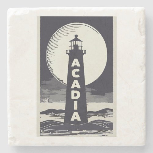 Acadia National Park Lighthouse Moon Stone Coaster