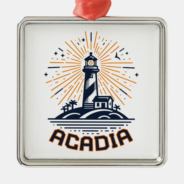 Acadia National Park Lighthouse Sunrise Metal Ornament (Front)