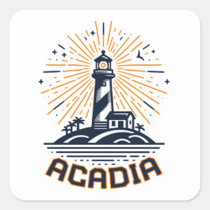 Acadia National Park Lighthouse Sunrise Square Sticker