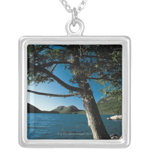 Acadia National Park , London Pond , Maine Silver Plated Necklace (Front)