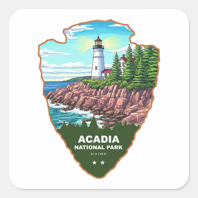 Acadia National Park Maine Arrowhead Square Sticker (Front)