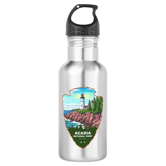 Acadia National Park Maine Arrowhead Stainless Steel Water Bottle (Front)